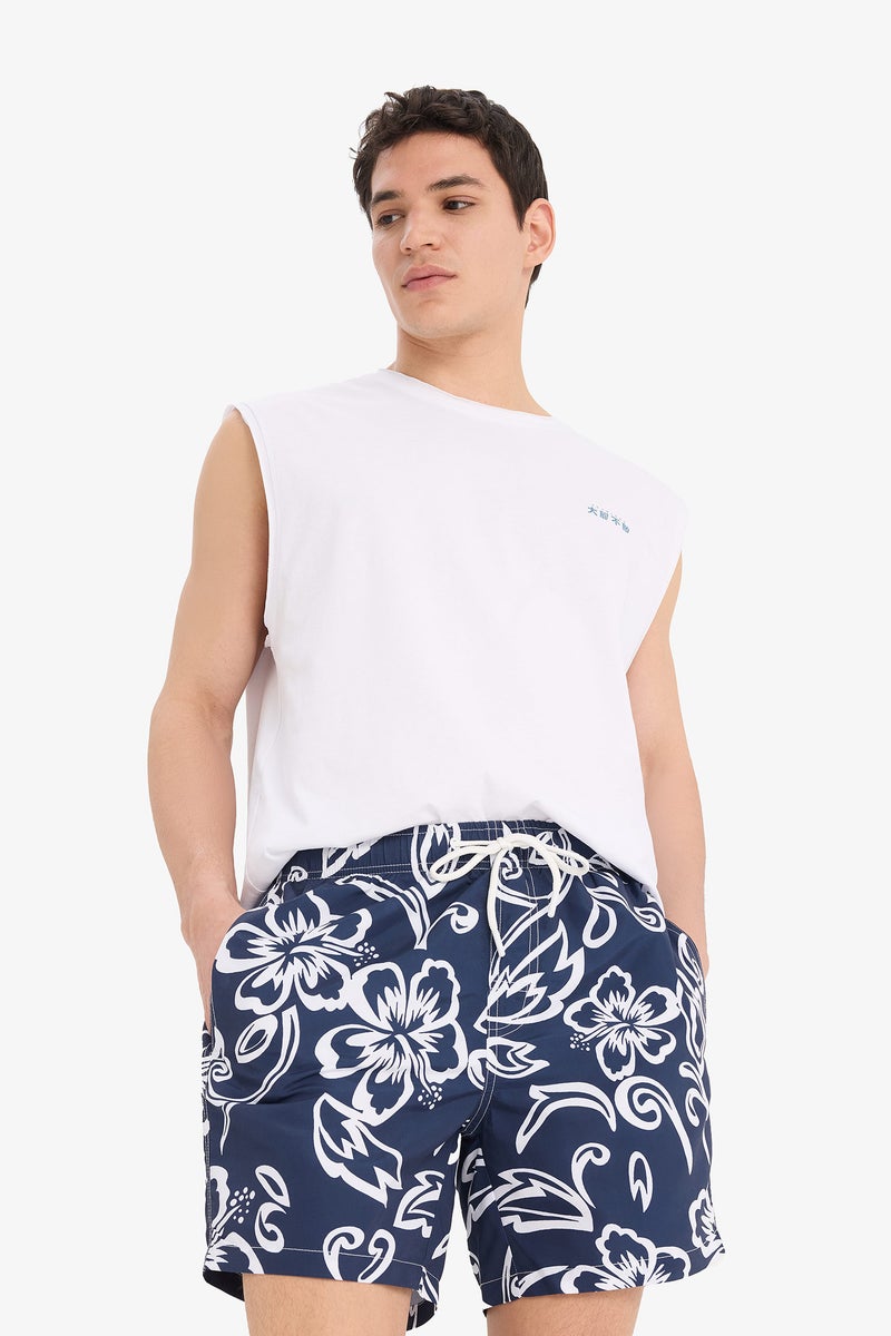 DeFacto Blue Man Patterned Mesh Lined Short Length Swim Shorts Casual - Image 3